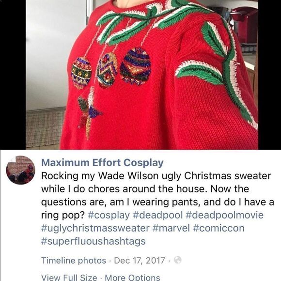 ♥️ Ugly Christmas sweater DEADPOOL cosplay sweater. I.B. Diffusion Ugly Xmas - Picture 9 of 13